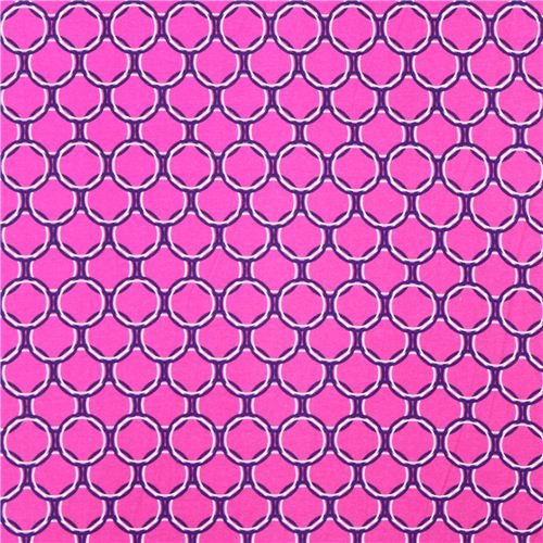 hot pink Robert Kaufman circle Laguna Jersey knit fabric 2