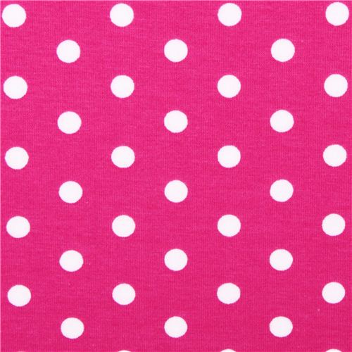 hot pink Robert Kaufman dot Laguna Jersey knit fabric 1