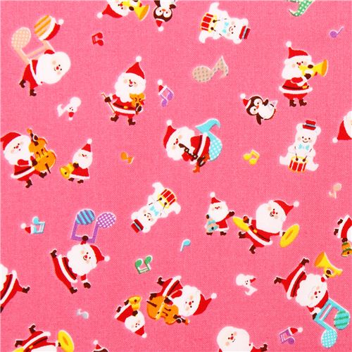 hot pink Santa Claus music Cosmo Christmas fabric - modeS4u