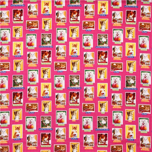 hot pink cat food tissu srie animaux Robert Kaufman Eat Drink And Be Funny 2