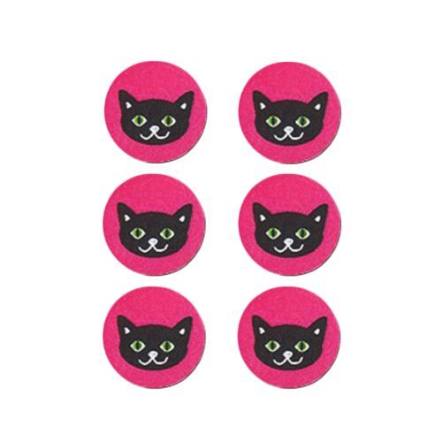 Parche Termoadhesivo Rosa Fuerte Círculo Cara De Gato Negro 6 Unidades - 
