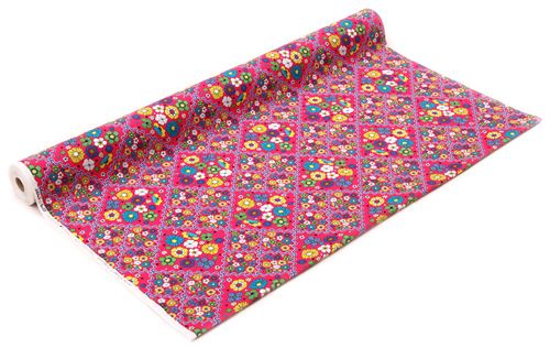 hot pink colorful cute flower oxford fabric by Kokka 4