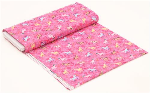 hot pink cute flower colorful horse pony Michael Miller fabric Pretty ...