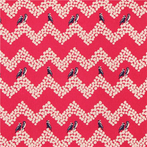 hot pink echino parakeet canvas laminate fabric bird parakeet Chevron pattern 2