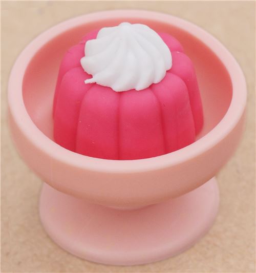 hot pink jelly with white cream in pink bowl eraser modeS4u