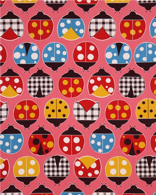 pinker Marienk�fer Oxford Stoff von Cosmo aus Japan 3