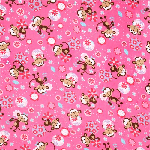 hot pink monkey minky fabric fleece plush Funky Monkey - Animal Fabric ...