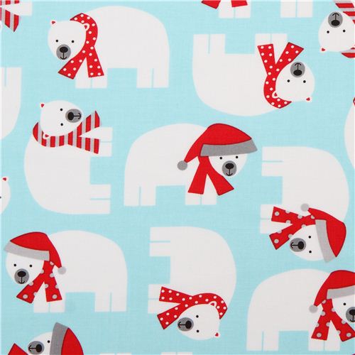 Ice Blue Christmas Fabric With Polar Bears Jingle Aqua By Robert ...