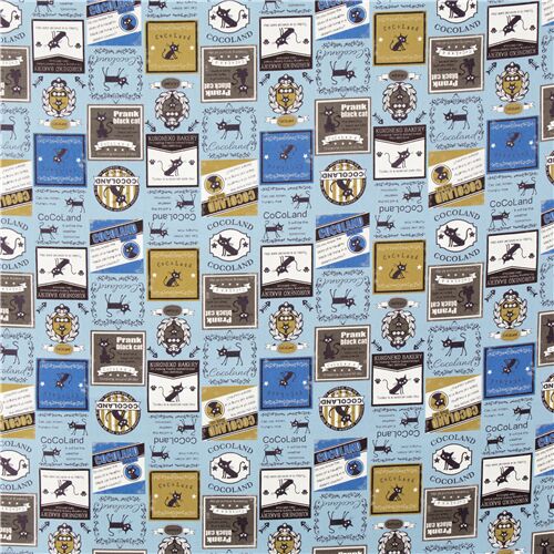 CocoLand taupe black cats brown oxford cotton fabric Japan Fabric