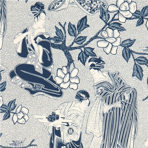 indigo blue Alexander Henry Geisha fabric from the USA 1