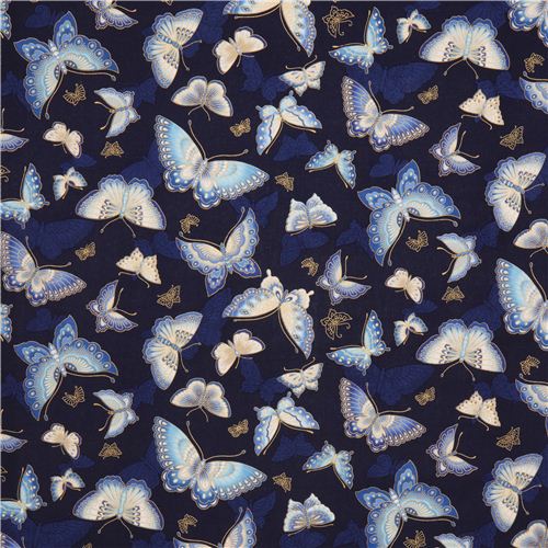 indigo butterfly with gold fabric Robert Kaufman USA 2