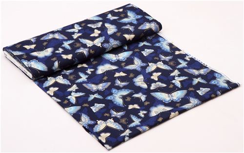 indigo butterfly with gold fabric Robert Kaufman USA 3