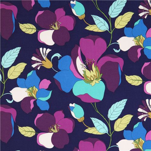 indigo flower fabric Michael Miller Best Buds Fabric