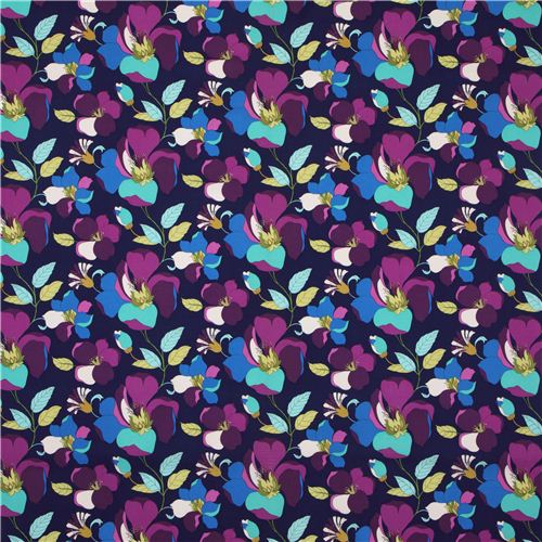 indigo flower fabric Michael Miller Best Buds 3