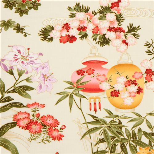 ivory-coloured flower fabric by Timeless Treasures 1