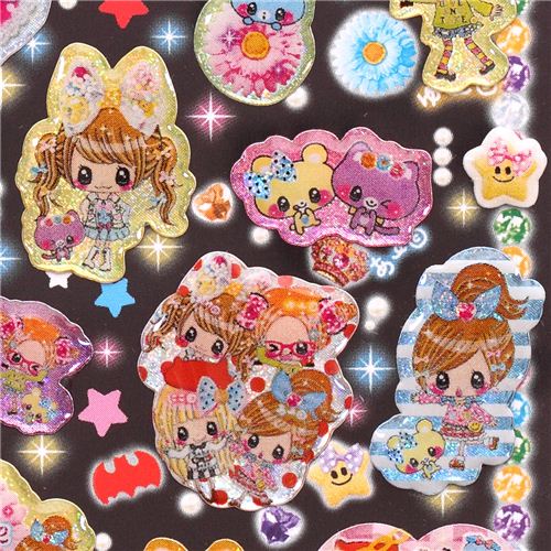 kawaii Anime girls 3D epoxy glitter stickers from Japan modeS4u