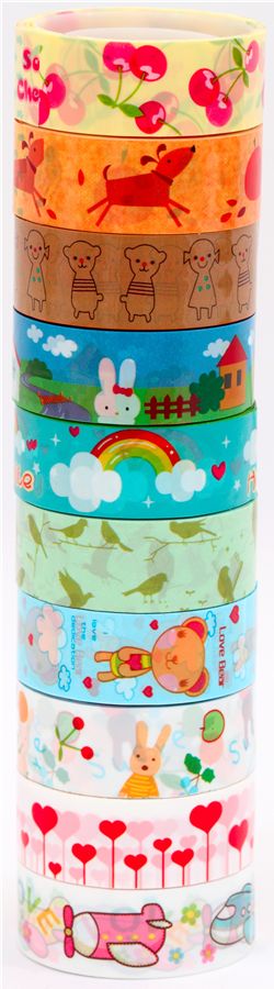 Kawaii Deco Tape Adhesive Tape 10pcs Set 30 - Animal Tapes - Deco Tapes ...