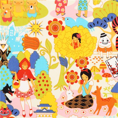 kawaii Japanese Anime fairy tale fabric pale pink Snow White Fabric by