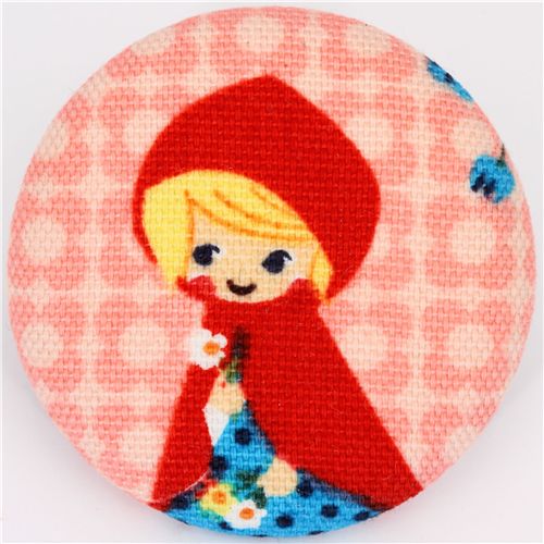 kawaii Little Red Riding Hood Japanese fabric button 1