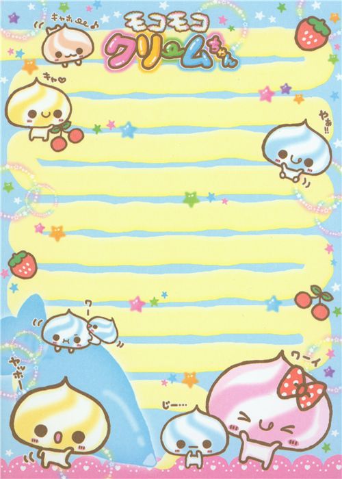 kawaii Memo Pad cute whipped cream with faces Japan Memo Pads