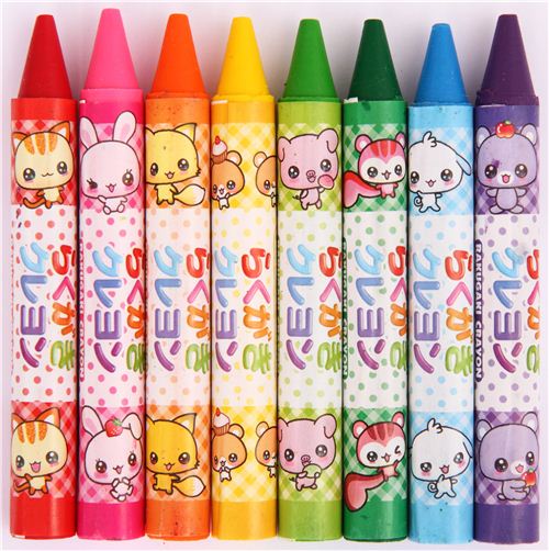kawaii animal wax crayons set 8 pieces from Japan rabbit cat modeS4u