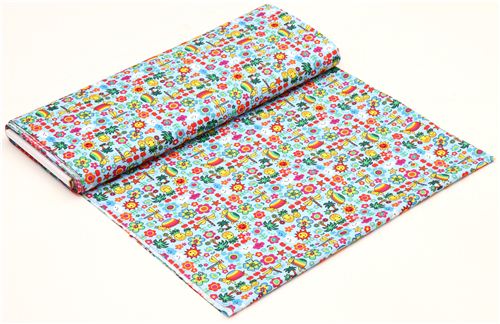kawaii blue animal and fruit fabric Trans-Pacific Textiles 3