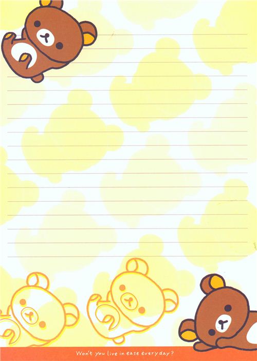 Kawaii Brown Rilakkuma Bear Big Note Pad Letter Paper Memo Pads