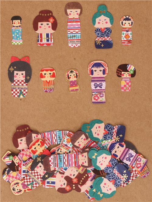 kawaii colourful patterned small dolls sticker sack modeS4u