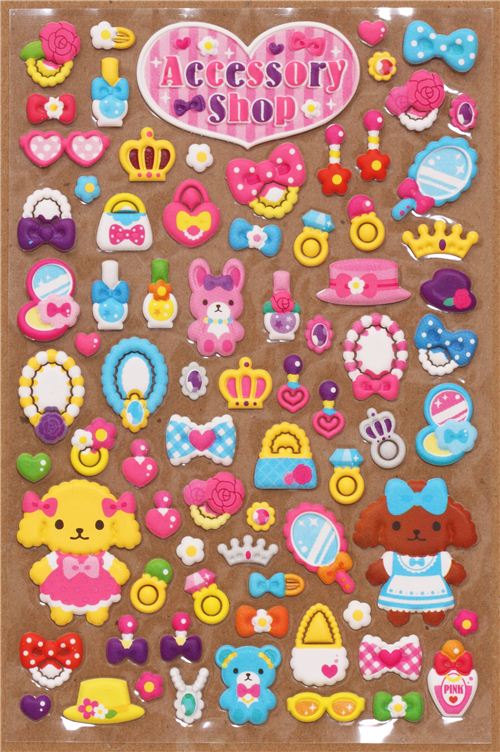 kawaii dogs & accessories sponge stickers from Japan Sticker Sheets