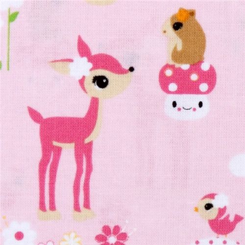 kawaii fabric deer hamster Toyland Robert Kaufman Fabric by Robert ...