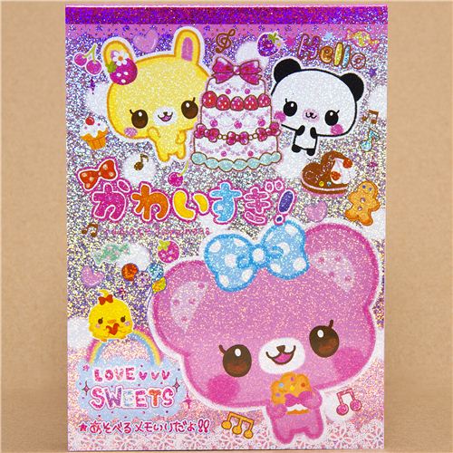 kawaii glitter Memo Pad from Japan with bear bunny cake Memo Pads