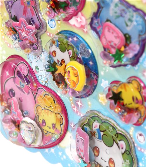 kawaii glitter capsule stickers with cute animals - modeS4u