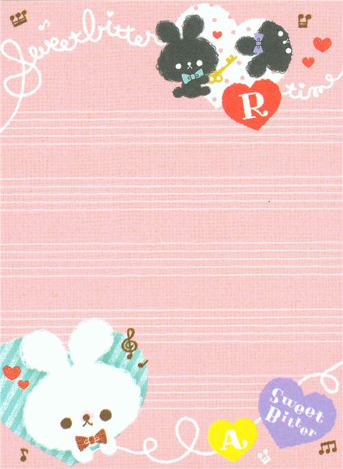 kawaii heart bunny rabbit mini Memo Pad - modeS4u