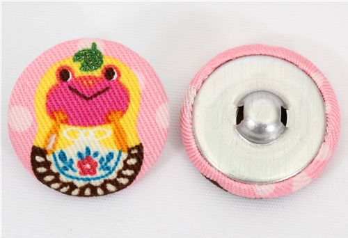 kawaii matryoshka frog button pink Kokka fabric button 2
