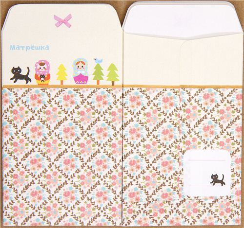 kawaii mini envelopes with matroshka &amp; flower pattern - Letter Sets ...