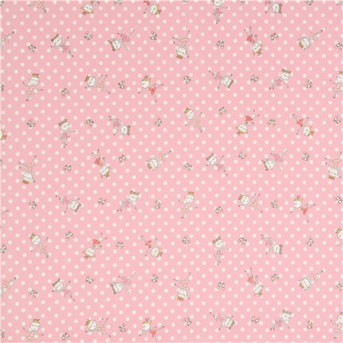 kawaii rosa Ballerina M�dchen Kokka Stoff mit Polka Dots 2