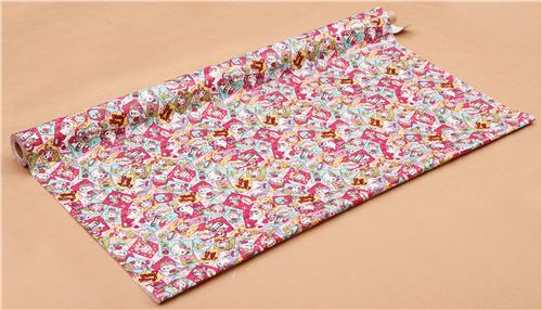 kawaii pink Hello Kitty laminate fabric comic candy apple Sanrio Japan 3