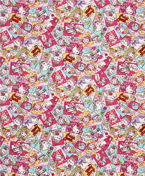 kawaii pink Hello Kitty oxford fabric comic candy apple Sanrio Japan 0