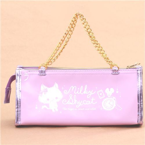 kawaii purple cute cat mouse glitter pouch pencil case from Japan - modeS4u