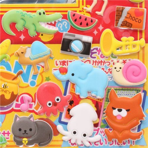 kawaii soft 3D stickers animal bee fish cat - modeS4u