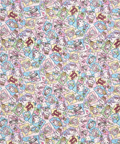 kawaii white Hello Kitty oxford fabric comic candy apple Sanrio Japan 2