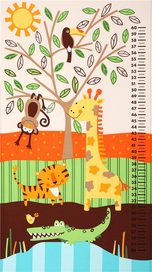 kids growth chart jungle animal fabric Timeless Treasures 2