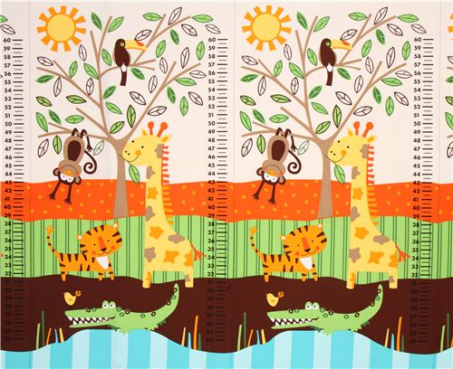kids growth chart jungle animal fabric Timeless Treasures 3