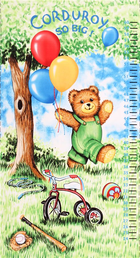 kids growth chart panel fabric Timeless Treasures Corduroy 2