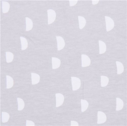 Tissu en jersey Cotton and Steel gris avec des demi-cercles, demi-lunes blancs - coupon (148cm x 120cm)