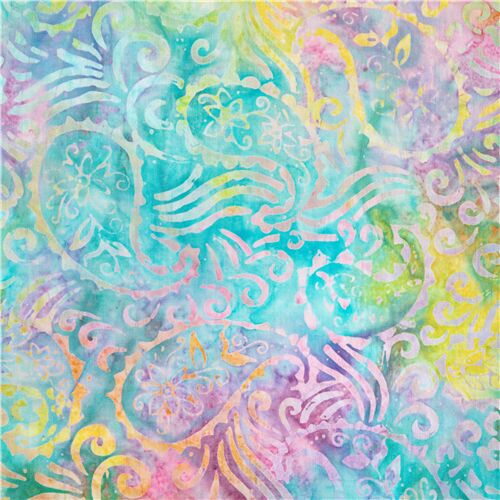 Large Paisley Batik Fabric Timeless Treasures Pink Blue Yellow Green Extra Wide Modes4u 9281