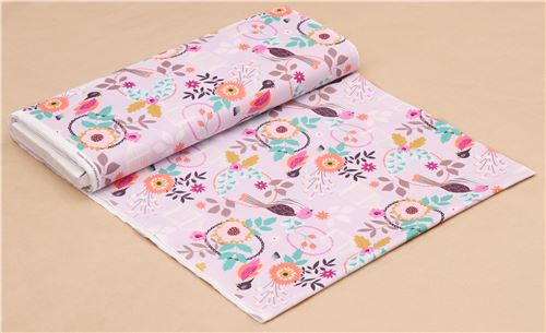 lavender fabric colorful flower bird cage by Timeless Treasures Fabric ...
