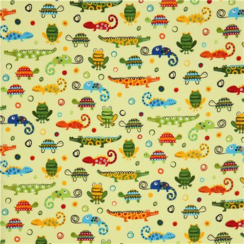 lemon green reptiles fabric by Robert Kaufman Fabric by Robert Kaufman ...