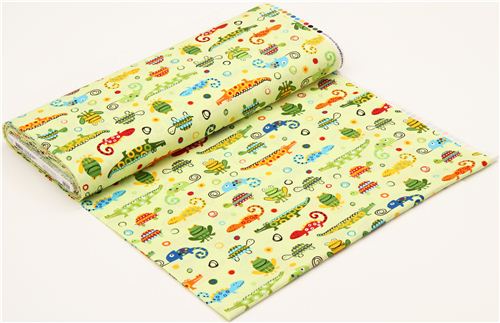 lemon green reptiles fabric by Robert Kaufman 3