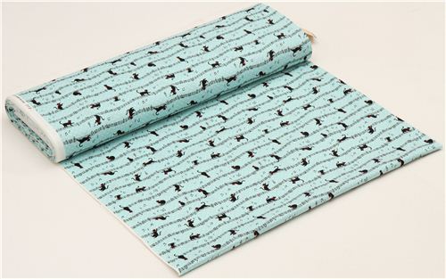 hellblauer Cosmo Katzen Stoff mit Musiknoten Japan 3